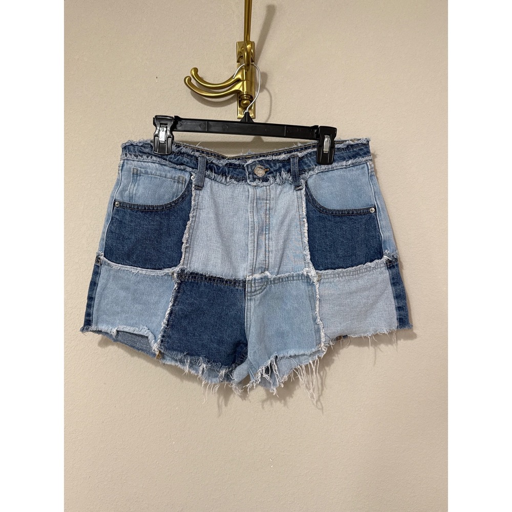 Wild Fable Patchwork Cutoff Shorts Womens 12 Blue High Rise Denim Colorblock